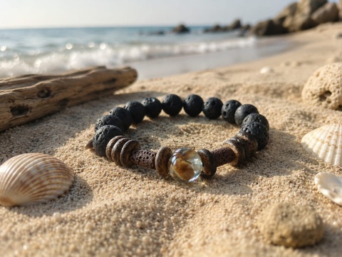 Kamyk bijoux - biżuteria handmade, bransoletka, kokos, lawa, żywica