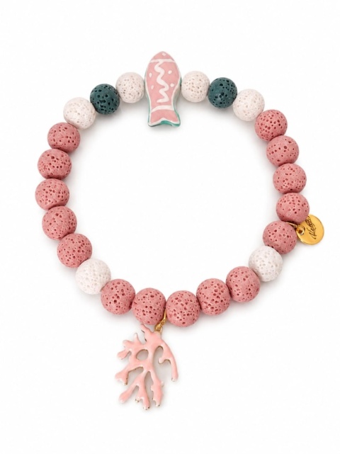 Kamyk bijoux - bransoletka, rybka, lawa, koralowiec, bizuteria handmade